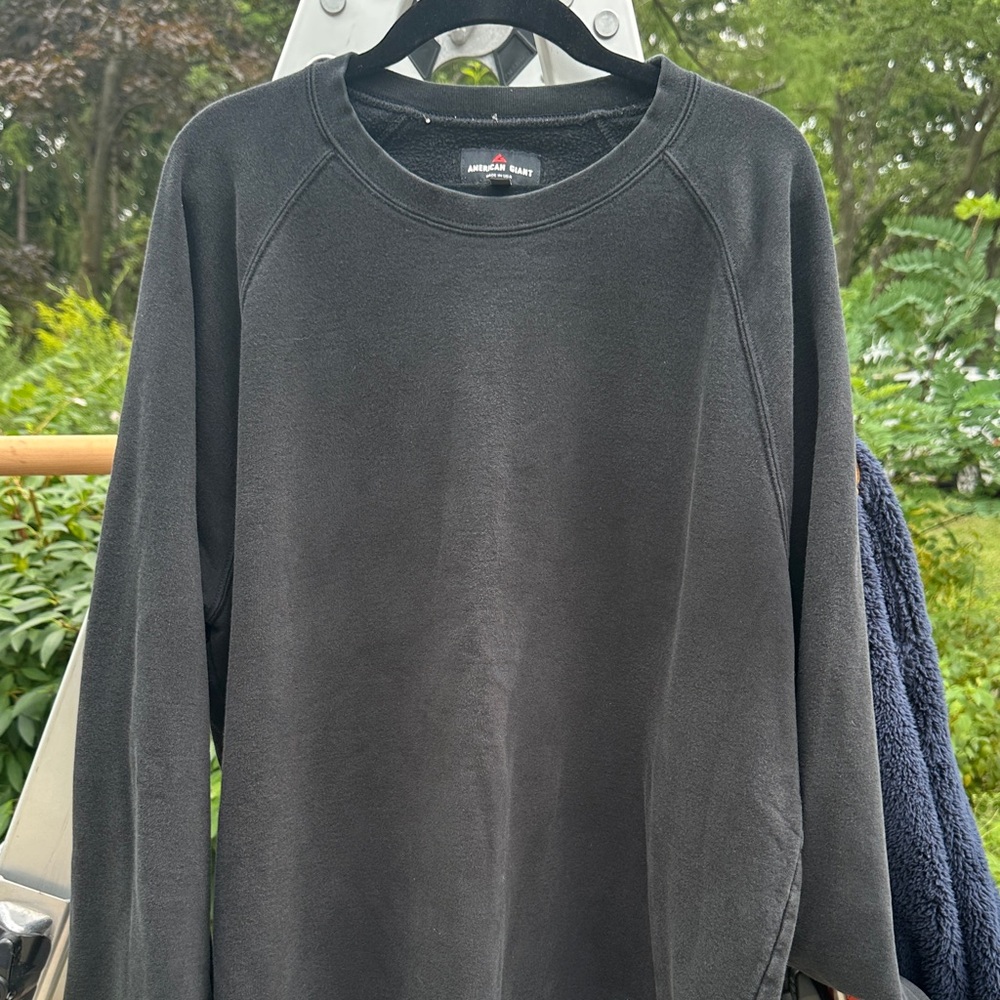 American Giant MENS Crewneck Sweatshirt LARGE BLACK